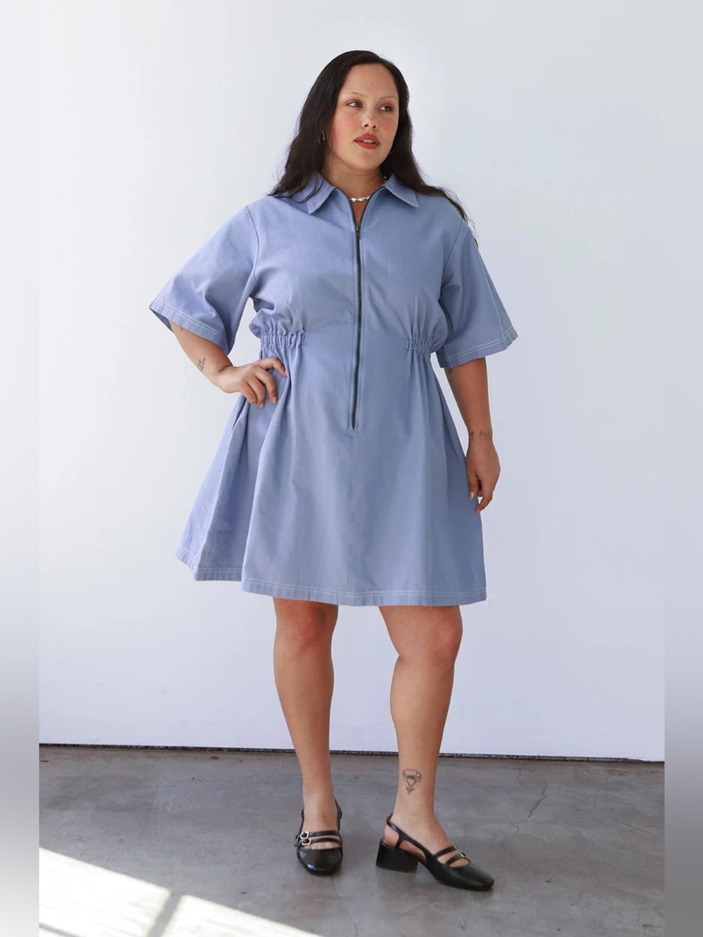 New Noble utility dress in pebble blue